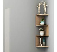 asskanaer Étagères de Coin murales, étagère Murale Radiale à Angle Radial Classique à 5 Niveaux for Le Rangement d'étagères de bibliothèque (Color : Wood)