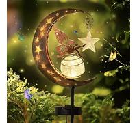 Asslye Lampe Solaire Exterieur Jardin, Fée Elfe Lune Solaire Lampe pour Étanche Decoration Jardin Exterieur, Lumiere Solaire Exterieur LED Boule de Verre pour Cour, Chemin de Pelouse, Patio