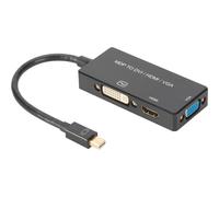 ASSMANN - Adaptateur vidéo - Mini DisplayPort mâle pour 15 pin D-Sub (DB-15), HDMI, DVI-D femelle - 20 cm - triple blindage - noir - moulé, support 4K
