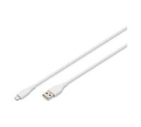 Digitus Câble de charge USB A vers Lightning 0,5 m 12W 2,4A certifié MFI pour Apple Silicone Blanc