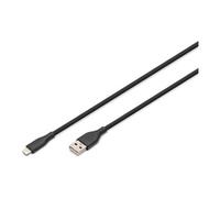 ASSMANN Câble USB-A vers Lightning 50 cm Simple blindé Certifié MFi Noir