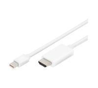 ASSMANN Câble vidéo-audio DisplayPort - HDMI Mini DisplayPort (M) pour HDMI (M) 2 m triple blindage blanc moulé, support 4K