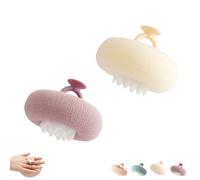 Associating Super Soft Sunflower Suction Cup Bath Ball, 2-in-1 Sunflower Bath Ball, Exfoliating Bath Sponge Cleaning Brush with Suction Cup Shower Sponges, Soft and elastic (BEIGE+PURPLE)
