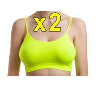 Assoluta Lot de 2 bustiers pour femme - Comfort Spaghetti - Sans armatures, jaune fluo, XL