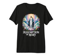 Assomption of Mary Couronne Florale dévotion catholique T-Shirt Haut de Gamme