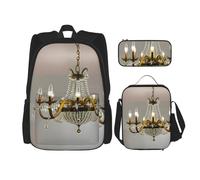 ASSORT Ensemble 3 pièces de lustre de salle de bal avec sac à dos, sac à déjeuner et trousse à crayons, ensemble décontracté mignon pour voyage et université