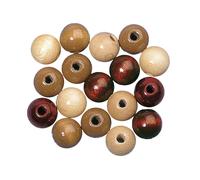 Assort. Perles En Bois Fsc 100%, 8mm Ø, Tons Bruns, Polies, 82 Pièces