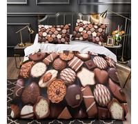 Assorted Chocolates Housse de Couette Microfibre Résistante 3D Imprimée 3 Pièces Taie Ultra Douce Gourmet Sweet Treats Ensemble De Literie Confortable Hypoallergique for Fille King（220x240cm）