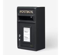Boîte aux Lettres Murale en Fonte | Boîte aux Lettres Noire verrouillable Durable pour Lettres, Magazines et Colis | Boîte aux Lettres d'extérieur résistante aux intempéries, Noir