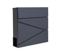 Assorted Collections Boîte aux Lettres Murale avec Porte-journaux, verrouillable avec 2 clés, Design Moderne, Facile à Installer, 37 x 10,5 x 37 cm (Gris)