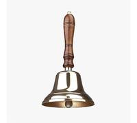 Assorted Collections Cloche traditionnelle en laiton avec manche en bois | Cloche de dernière génération avec battant en métal | Idéale pour hôtel, réception, dîner, bibliothèque, pub, école
