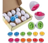 Assorted Egg Toys Montessori Number and Colour Recognition Educational Fine Motor Skills Montessori Toy for Kids Party/Birthday Party (Number 12pcs)
