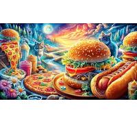 Assorted-Fast-Food-Spread-with-Burgers_Fries_Pizza_and-Drinks 1000 pièces Jeu Stimulant Puzzle pour Adultes Jeu Familial Amusant & Stimulant pour Relaxation, créativité et Cadeaux 38x26/1000 pièces