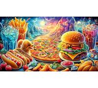 Assorted-Fast-Food-Spread-with-Burgers_Fries_Pizza_and-Drinks 1000 pièces Puzzle Papier recyclé Défi de Jeu éducatif Cadeau Amusant & Activité Maison pour Adultes et Enfants 38x26/1000 pièces