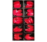 Assortiment 100 Faux Ongles Semi Transparents Rouges Bout Droit Forme Ballerine G