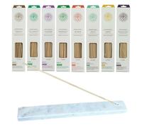 Assortiment 200 pièces Essential Bâtons d'encens 8 parfums merveilleux - 8 x 25 pièces - y compris le porte-encens en marbre