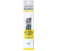 Winsor & Newton Foundation Pinceaux Acrylique Synthétique Blanc X3 Manche Court Plat 4/10/14