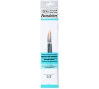 Winsor & Newton Foundation Pinceaux Aquarelle Synthétique Doré X3 Rond 2/4/6