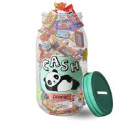 Assortiment 30 Mini Chocolats Kinder, Célébrations, Milka, Daim dans Une Tirelire en Verre Kawaii Panda | Cadeau Gourmand et Original pour Enfant et Adulte