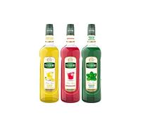 Assortiment classique : sirop de citron clair, de grenadine, de menthe verte