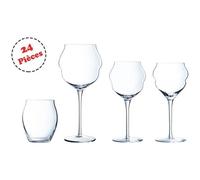 Assortiment Complet de 24 Verres de la Collection Macaron par Chef&Sommelier - Service de Verres à Pied avec Verre à Eau