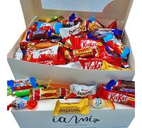 Assortiment de 100 Boîte de Chocolats Gourmets MINI I Versions Miniatures de Twix, Mars, Snickers, Kit Kat, Toblerone, Kinder Bueno, Kinder Chocolate, Shochobons, Huesitos. [IAMI]
