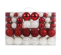 Assortiment de 100 boules de Noël incassables pour sapin et événements - Rouge + blanc