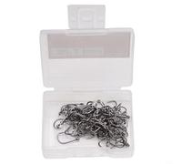 Assortiment de 100 hameçons de pêche en acier carbone avec boîte de rangement, cercle et triple hameçon pour poisson-chat et leurre souple, tailles 4-12 (7#)