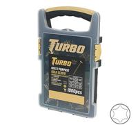 Assortiment de 1000 vis polyvalentes à tête fraisée TX avec embout de vissage Turbo