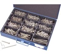 Assortiment de 1135 vis universelles en inox en coffret en tôle
