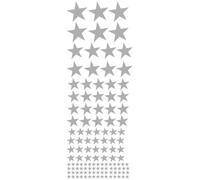 Assortiment de 122 Gommettes autocollantes en forme d'étoiles - Argenté métallisé, Assortiment