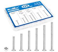 Assortiment de 125 vis de bouton M4, vis de poignée d'armoire et de bouton, M4 x 25/30/35/40/45/50 mm, vis cruciforme en métal avec tête de rondelle pour tiroir, armoire, installation