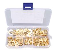 Assortiment de 150 Cosses à Oeillet en Laiton, Bornes Électriques M3 M4 M5 M6 M8 M10, Boîte de Rangement Incluse - Excellente Conductivité, Résistance à l’Oxydation, Utilisation