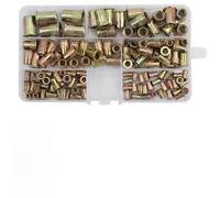 Assortiment de 150 écrous à rivets en acier au carbone plaqué zinc à tête plate moletée avec inserts filetés pour M3 M5 M6 M8 pour tailles métriques M10 pour projets de réparation de tôle et de