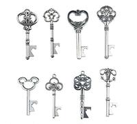 Assortiment de 16 Clés en Forme de Argent Antique Clés en Forme de Bouteille D'ouverture des Faveurs de Mariage Décoration Rustique
