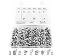 Assortiment de 180 graisseurs : graisseurs hydrauliques droits, 45 °, 90 °, graisseurs coniques M6, M8, M10, bonnes performances d'étanchéité pour presse à graisse, la plupart des voitures, tracteurs