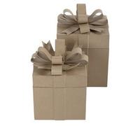 Assortiment de 2 boîtes cadeaux carrées 26x26x32,5 cm - Kraft