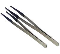 Assortiment de 2 pinces avec pointes en PVC - Utilisation pour le nettoyage à ultrason en horlogerie, bijouterie - Longueur 205mm et 250mm