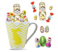 Assortiment de 20 Petits Chocolats de Pâques dans un joli Mug Jaune: KINDER Schokobons, Moulages et Œufs | Idée cadeau originale