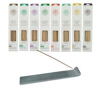 Assortiment de 200 bâtonnets d'encens Essential 8 parfums merveilleux - 8 x 25 pièces - y compris le porte-encens en stéatite