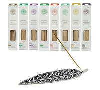 Assortiment de 200 bâtons d'encens Essential 8 parfums délicieux - 8 x 25 pièces - y compris un porte-encens premium en aluminium