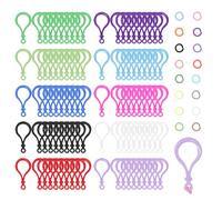 Assortiment de 200 clips pour porte-clés Wokape, fermoirs en plastique en forme de pince de homard avec joint torique, crochets pour porte-clés en 10 couleurs assorties pour sacs à main, clés, jouets