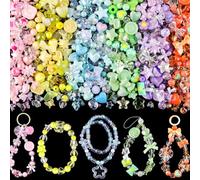 Assortiment De 260 à 320 Perles Acryliques De Couleurs MéLangéEs Pour La Fabrication Bracelets Fleurs Papillons Bonbons Perles Mignonnes, Pour La Fabrication Bijoux Colliers Porte-CléS (6 Couleurs -1)