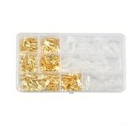 Assortiment de 270 connecteurs à sertir dorés pour cosses électriques - 2,8 mm, 4,8 mm, 6,3 mm