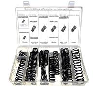Assortiment de 29 ressorts de compression en acier avec finition noire et différentes épaisseurs
