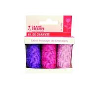 Assortiment de 3 bobines de fil de chanvre Amour - 1mm X 20m - Graine Créative(...) - Multicolore