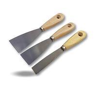 Assortiment de 3 couteaux à enduire acier poli | Spatule grattoir | Lot de 3 | Largeur 20-40-50 mm | Mastic apprêt enduit | Gratter lisser enduire mastiquer | Bricolage batiment | Kibros W110_LOT3x3