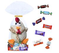 Assortiment de 30 Chocolats de Pâques et sa Poule Beige : Kinder, Célébrations, Milka, Daim | Idéal à Offrir, Cacher ou comme Décoration de Pâques