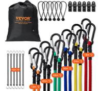 Assortiment de 30 cordes à bungee VEVOR, sangles à bungee robustes de 8 mm avec mousquetons en acier A3, y compris 10", 18", 24", 36", 48", 60", 72", sac de rangement portable, 6 clips et attaches pou
