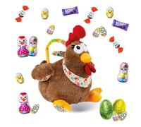 Assortiment de 30 petits Chocolats de Pâques et sa Poule Marron: KINDER Schokobons, MILKA, Figurines et Œufs | Idéal à Offrir